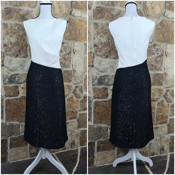 NWT St John 12 Colorblock Tuxedo Cocktail Dress - Picture 2 of 11